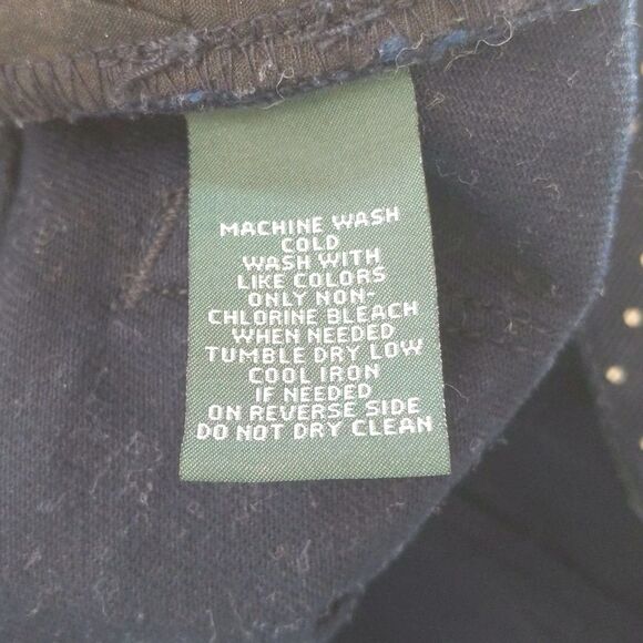 Lauren Ralph Lauren navy blue pants w/ taupe polka dots, 98% cotton, 6 - Picture 9 of 11